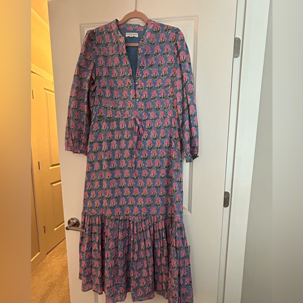 Emerson Fry Floral Blue and Pink Maxi Dress